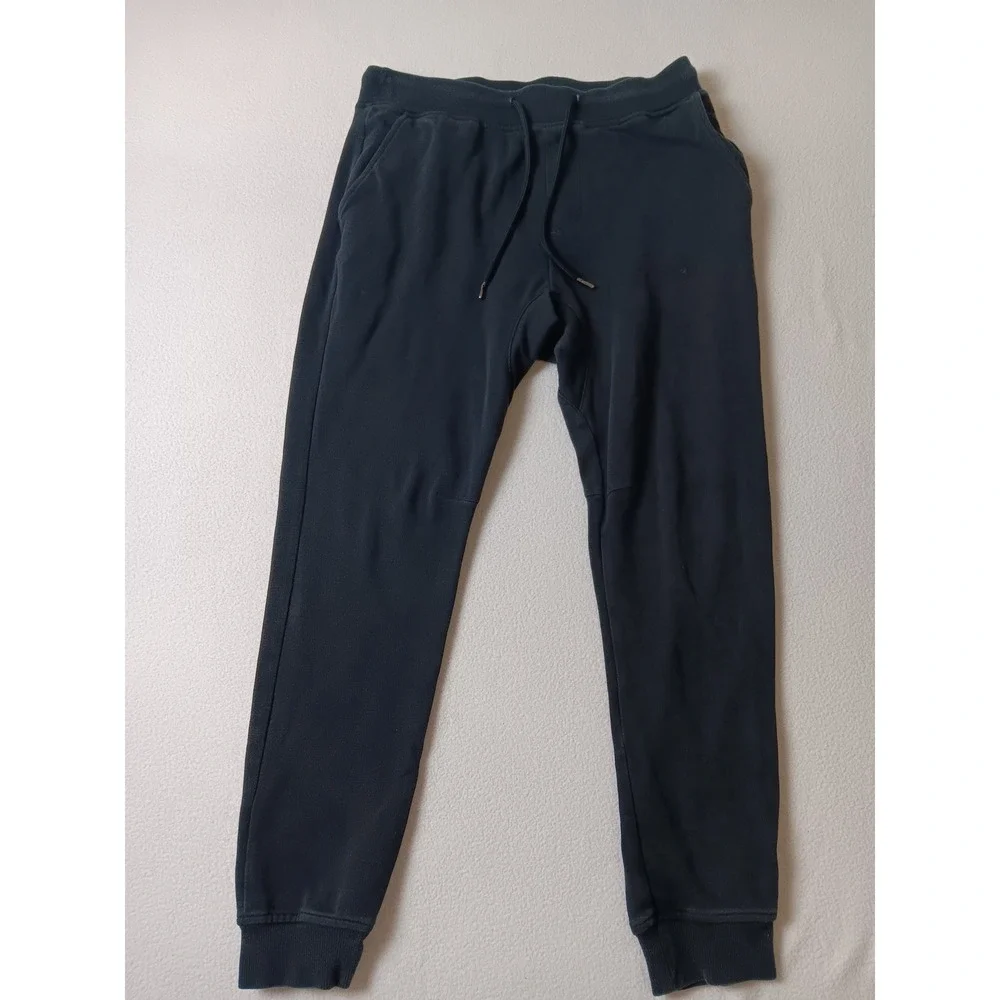 Original Use Mens Black Fleece Jogger Sweatpants Small Drawstring Tapered Leg
